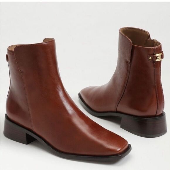 Sam Edelman Thatcher Square Toe Ankle Boots in Chocolate Brown, 7.5 NIB - Picture 2 of 16